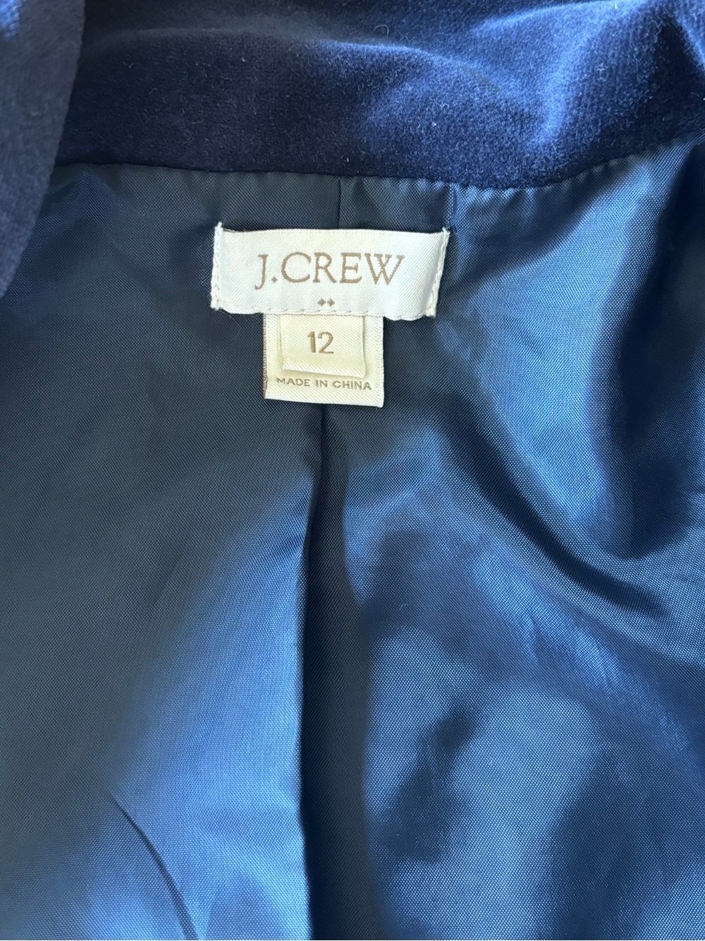 J.Crew Navy Cotton Velvet Blazer Jacket Size 12 Tailored Career Classic - Picture 5 of 7